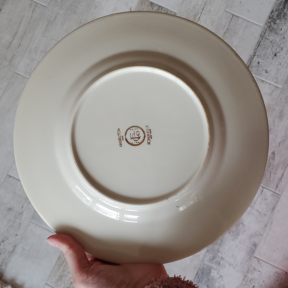 Vintage Gold and Cream Rose🌹Floral Dinner Plate Fondeville New York Laurelton - Picture 3 of 9